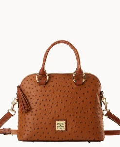 Dooney & Bourke Exotic Leather|Shoulder Bags<Ostrich Domed Satchel Caramel
