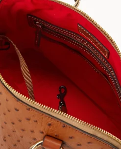 Dooney & Bourke Exotic Leather|Shoulder Bags<Ostrich Domed Satchel Caramel