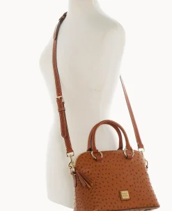 Dooney & Bourke Exotic Leather|Shoulder Bags<Ostrich Domed Satchel Caramel