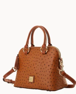 Dooney & Bourke Exotic Leather|Shoulder Bags<Ostrich Domed Satchel Caramel