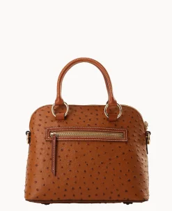 Dooney & Bourke Exotic Leather|Shoulder Bags<Ostrich Domed Satchel Caramel