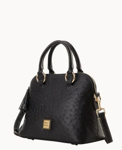 Dooney & Bourke Exotic Leather|Shoulder Bags<Ostrich Domed Satchel Black