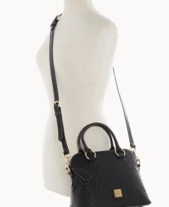Dooney & Bourke Exotic Leather|Shoulder Bags<Ostrich Domed Satchel Black