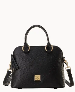 Dooney & Bourke Exotic Leather|Shoulder Bags<Ostrich Domed Satchel Black