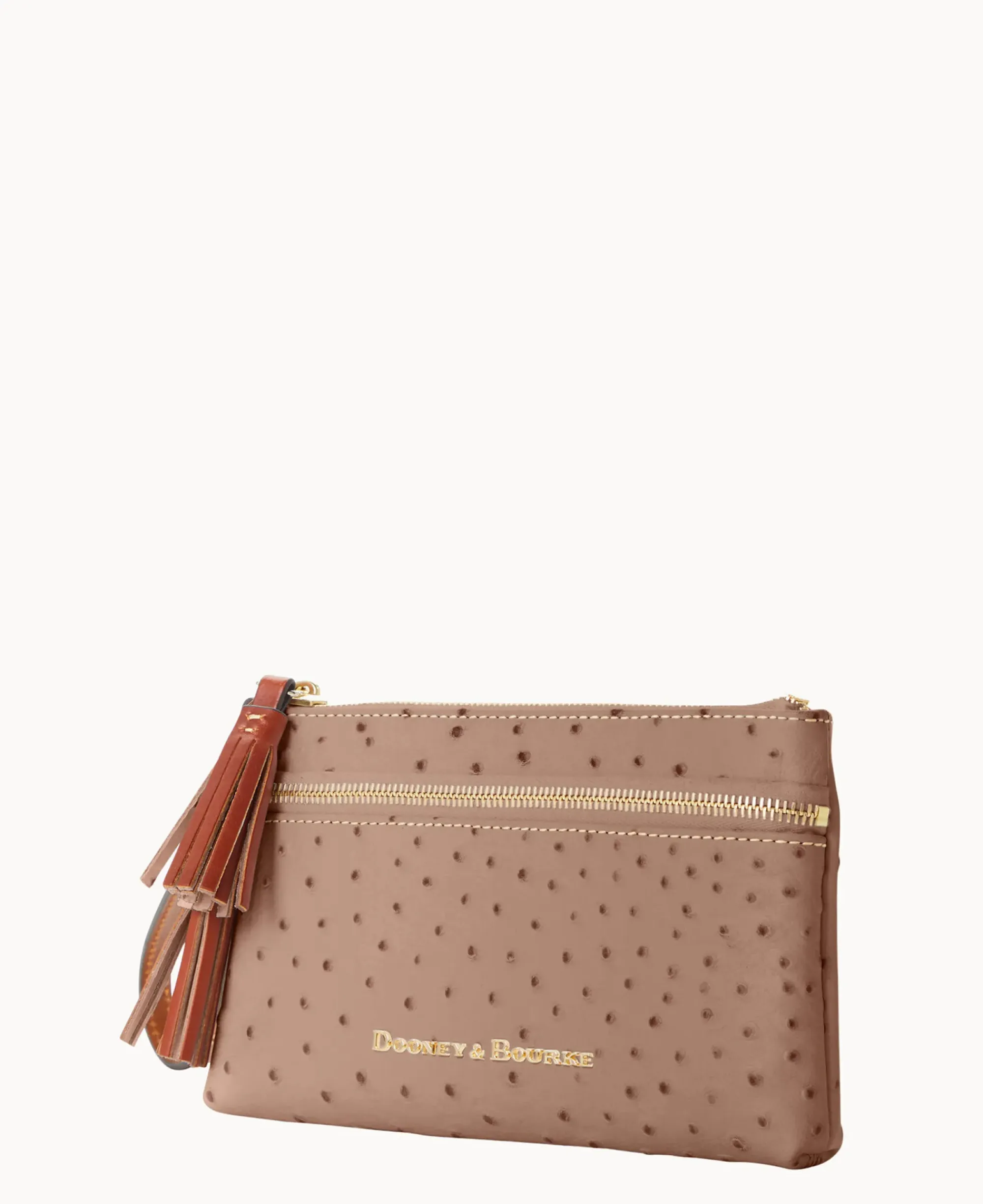 Dooney & Bourke Grab and Go|Wristlets<Ostrich Double Zip Wristlet Light Taupe