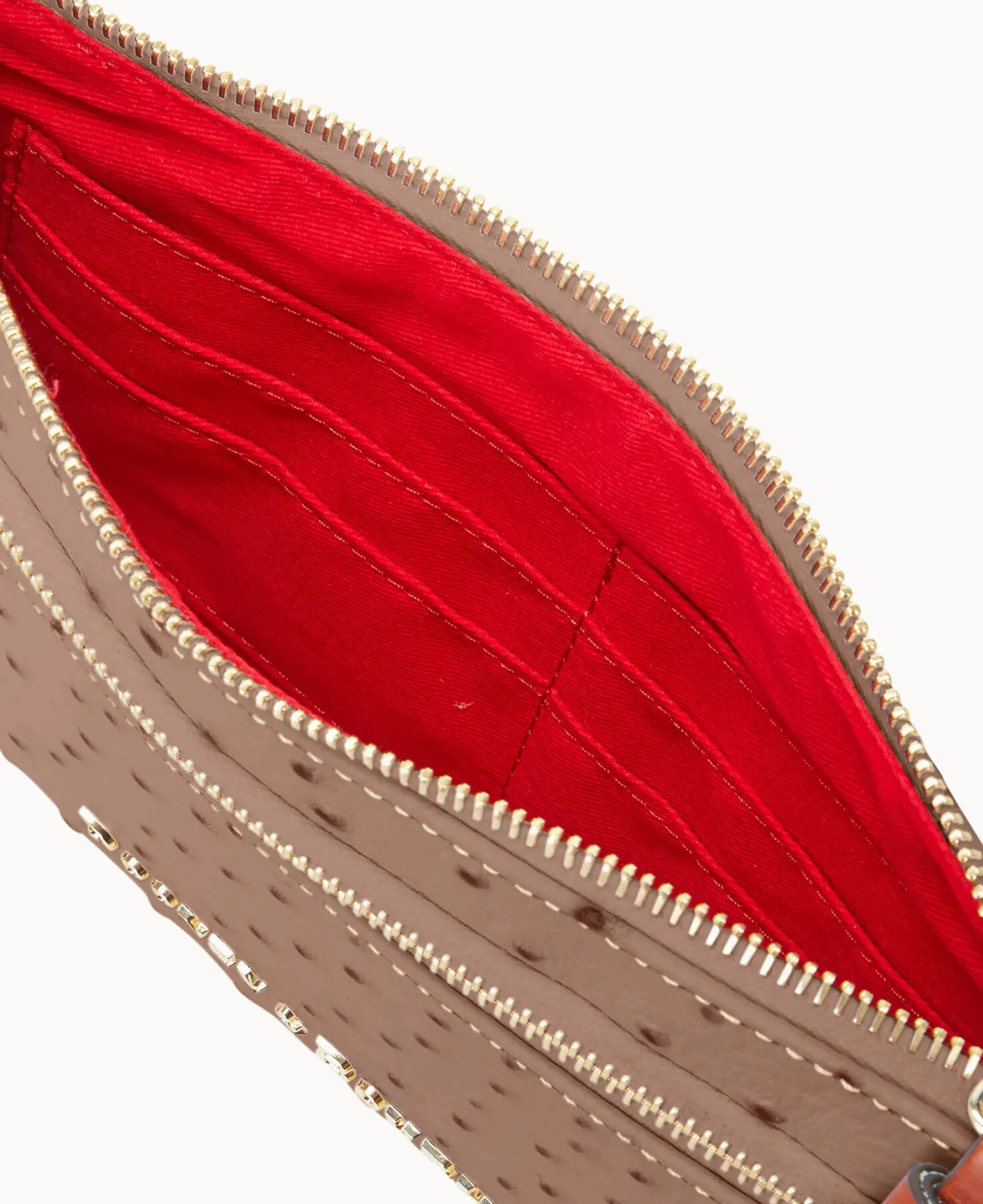 Dooney & Bourke Grab and Go|Wristlets<Ostrich Double Zip Wristlet Light Taupe