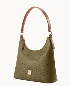 Dooney & Bourke Exotic Leather|Shoulder Bags<Ostrich Hobo Olive