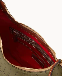 Dooney & Bourke Exotic Leather|Shoulder Bags<Ostrich Hobo Olive