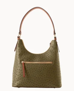 Dooney & Bourke Exotic Leather|Shoulder Bags<Ostrich Hobo Olive
