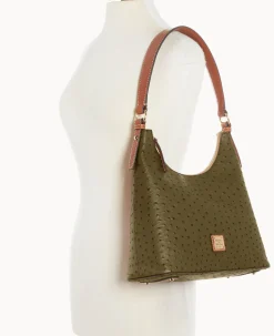 Dooney & Bourke Exotic Leather|Shoulder Bags<Ostrich Hobo Olive