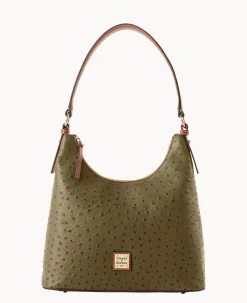 Dooney & Bourke Exotic Leather|Shoulder Bags<Ostrich Hobo Olive