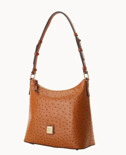 Dooney & Bourke Exotic Leather|Shoulder Bags<Ostrich Hobo Caramel