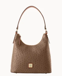 Dooney & Bourke Exotic Leather|Shoulder Bags<Ostrich Hobo Mushroom