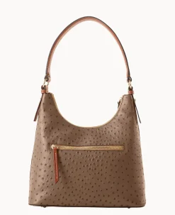 Dooney & Bourke Exotic Leather|Shoulder Bags<Ostrich Hobo Mushroom