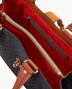 Dooney & Bourke Exotic Leather|Shoulder Bags<Ostrich Large Logo Lock Tote Black
