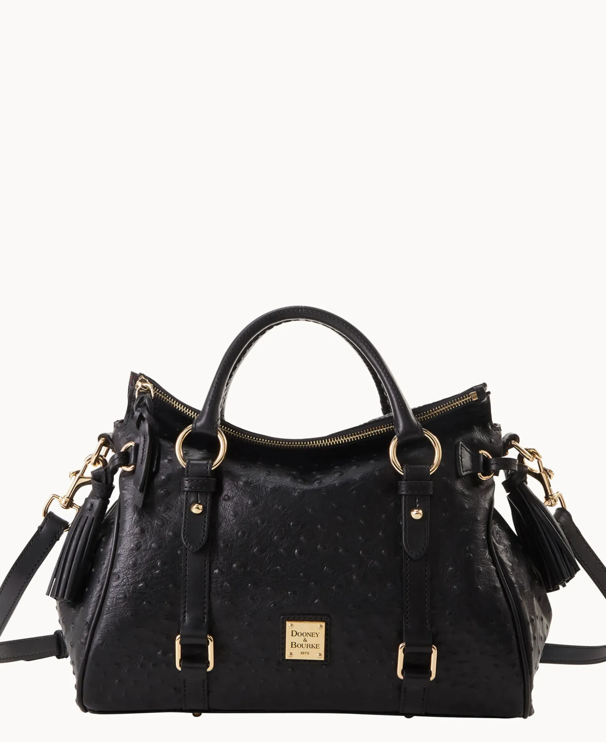 Dooney & Bourke Exotic Leather|Shoulder Bags<Ostrich Large Satchel Black