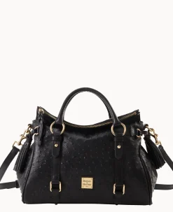 Dooney & Bourke Exotic Leather|Shoulder Bags<Ostrich Large Satchel Black
