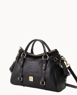 Dooney & Bourke Exotic Leather|Shoulder Bags<Ostrich Large Satchel Black