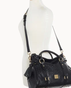 Dooney & Bourke Exotic Leather|Shoulder Bags<Ostrich Large Satchel Black