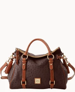 Dooney & Bourke Exotic Leather|Shoulder Bags<Ostrich Large Satchel Brown Tmoro