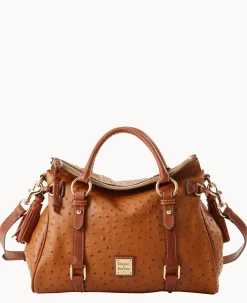Dooney & Bourke Exotic Leather|Shoulder Bags<Ostrich Large Satchel Caramel