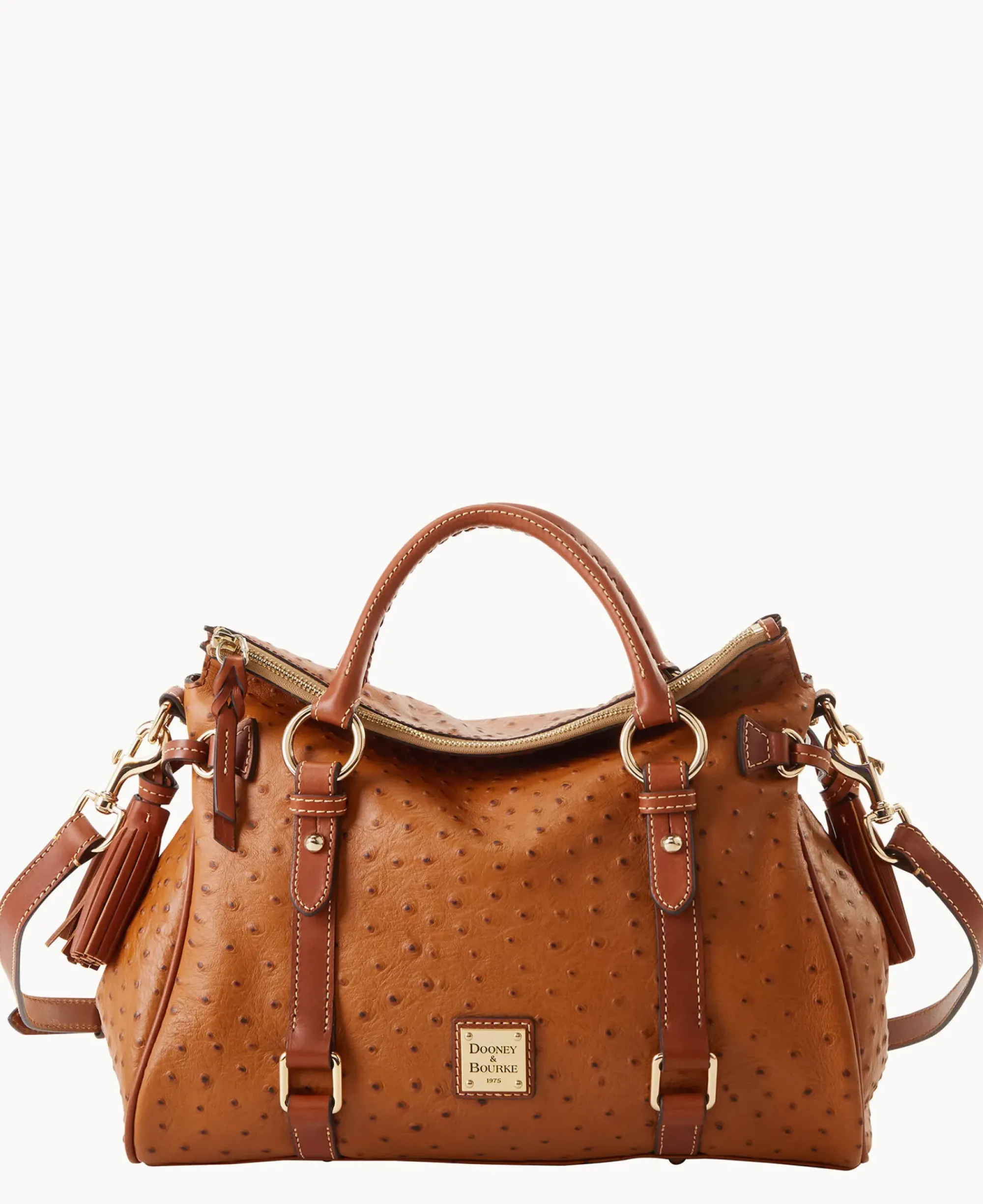 Dooney & Bourke Exotic Leather|Shoulder Bags<Ostrich Large Satchel Caramel