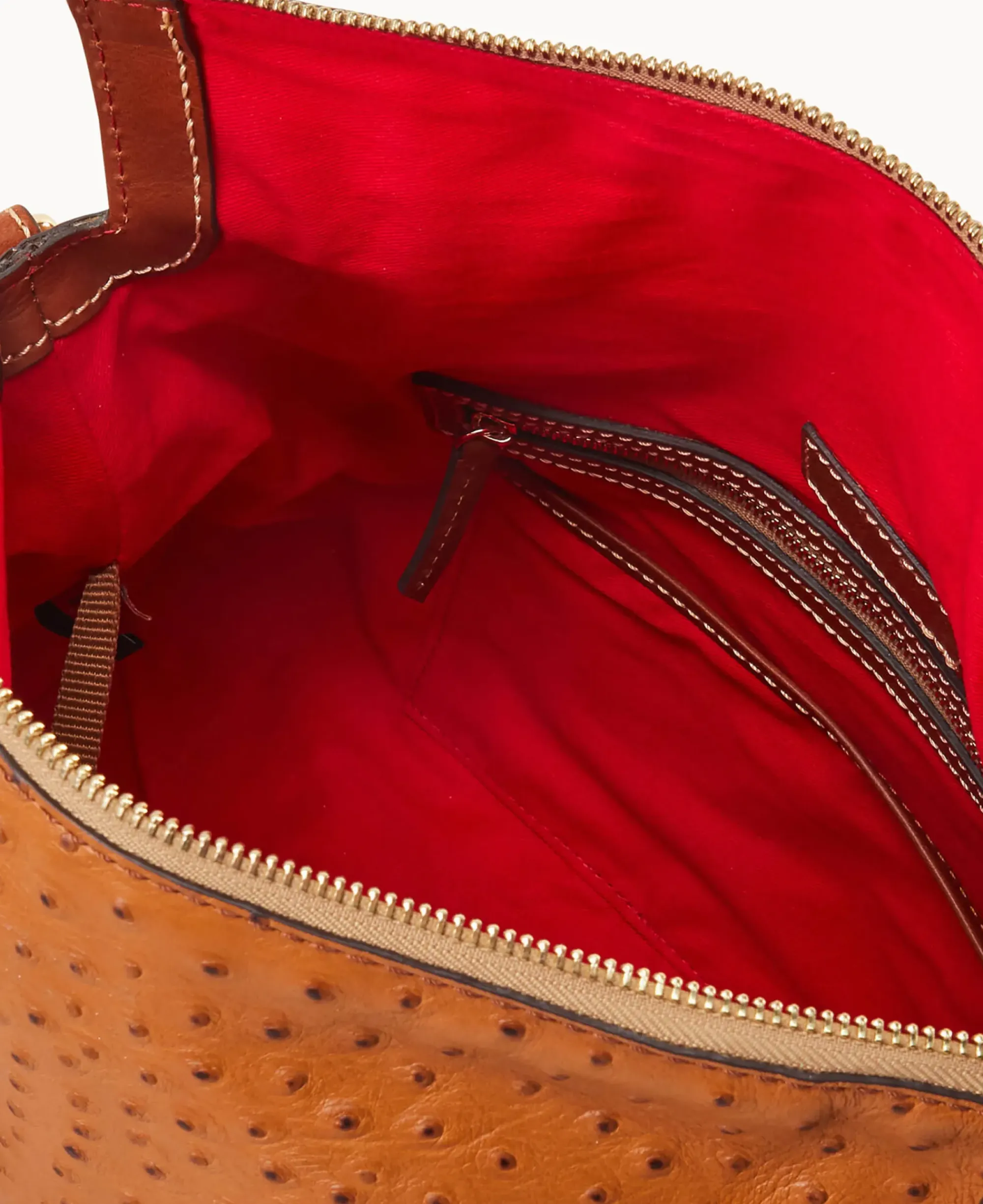 Dooney & Bourke Exotic Leather|Shoulder Bags<Ostrich Large Satchel Caramel