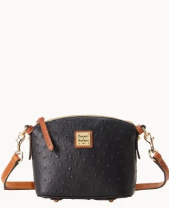 Dooney & Bourke Exotic Leather|Mini Bags<Ostrich Mini Domed Crossbody Black