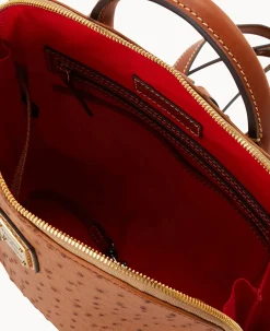 Dooney & Bourke Ready For the Getaway|Exotic Leather<Ostrich Pod Backpack Caramel