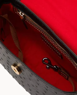 Dooney & Bourke Exotic Leather|Mini Bags<Ostrich Rena Crossbody Black