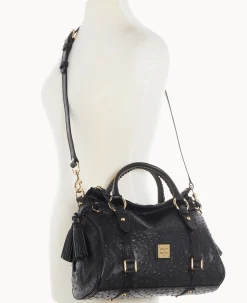 Dooney & Bourke Exotic Leather|Shoulder Bags<Ostrich Satchel Black
