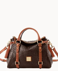 Dooney & Bourke Exotic Leather|Shoulder Bags<Ostrich Satchel Brown Tmoro