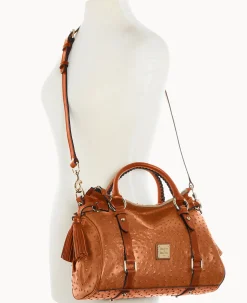 Dooney & Bourke Exotic Leather|Shoulder Bags<Ostrich Satchel Caramel