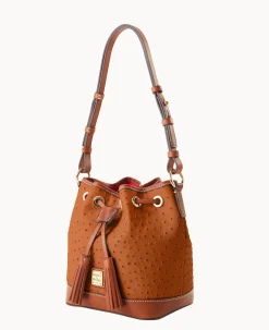 Dooney & Bourke Exotic Leather|Mini Bags<Ostrich Small Drawstring Caramel