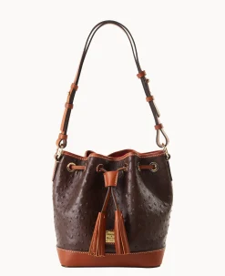 Dooney & Bourke Exotic Leather|Mini Bags<Ostrich Small Drawstring Brown Tmoro