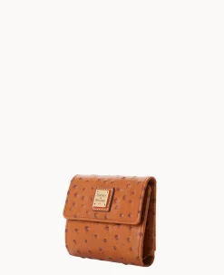 Dooney & Bourke Grab and Go|Wallets<Ostrich Small Flap Credit Card Wallet Caramel