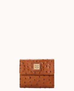 Dooney & Bourke Grab and Go|Wallets<Ostrich Small Flap Credit Card Wallet Caramel