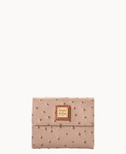 Dooney & Bourke Grab and Go|Wallets<Ostrich Small Flap Credit Card Wallet Light Taupe