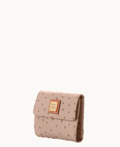 Dooney & Bourke Grab and Go|Wallets<Ostrich Small Flap Credit Card Wallet Light Taupe