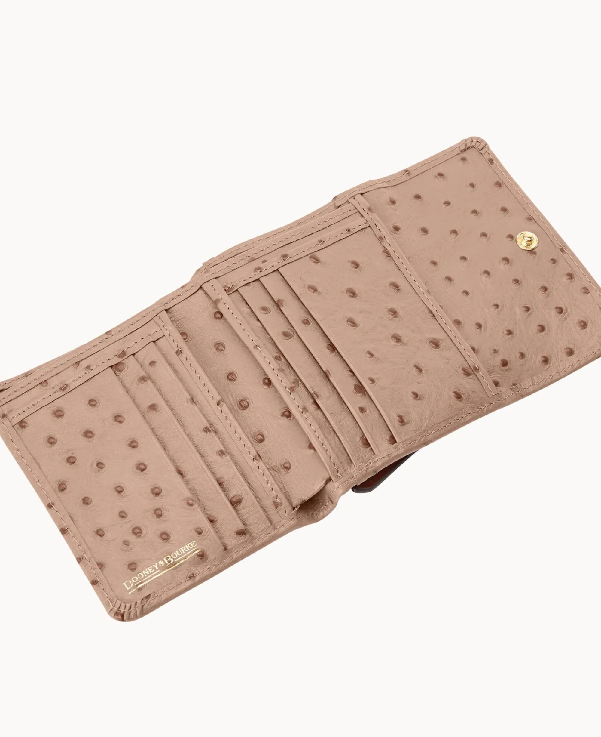 Dooney & Bourke Grab and Go|Wallets<Ostrich Small Flap Credit Card Wallet Light Taupe