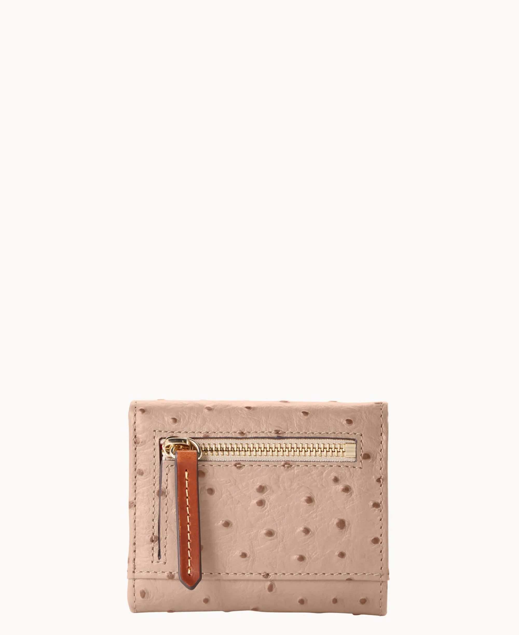 Dooney & Bourke Grab and Go|Wallets<Ostrich Small Flap Credit Card Wallet Light Taupe