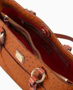 Dooney & Bourke Exotic Leather|Mini Bags<Ostrich Small Gretchen Tote Caramel
