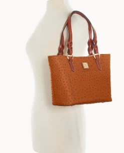 Dooney & Bourke Exotic Leather|Mini Bags<Ostrich Small Gretchen Tote Caramel