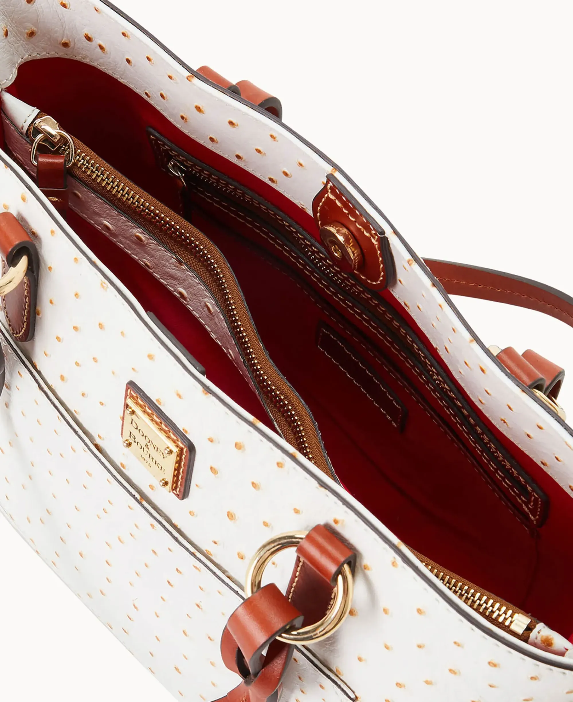 Dooney & Bourke Exotic Leather|Mini Bags<Ostrich Small Gretchen Tote Bone