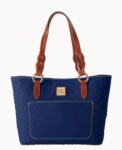 Dooney & Bourke Exotic Leather|Mini Bags<Ostrich Small Gretchen Tote Navy