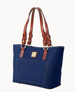 Dooney & Bourke Exotic Leather|Mini Bags<Ostrich Small Gretchen Tote Navy