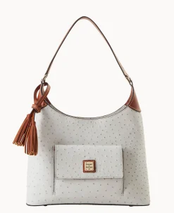 Dooney & Bourke Exotic Leather|Mini Bags<Ostrich Small Hobo Fog