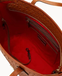 Dooney & Bourke Exotic Leather|Shoulder Bags<Ostrich Tote Caramel
