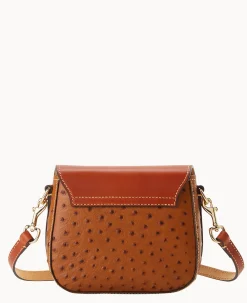 Dooney & Bourke The Ostrich Turnlock Collection|Exotic Leather<Ostrich Turnlock Flap Saddle Caramel