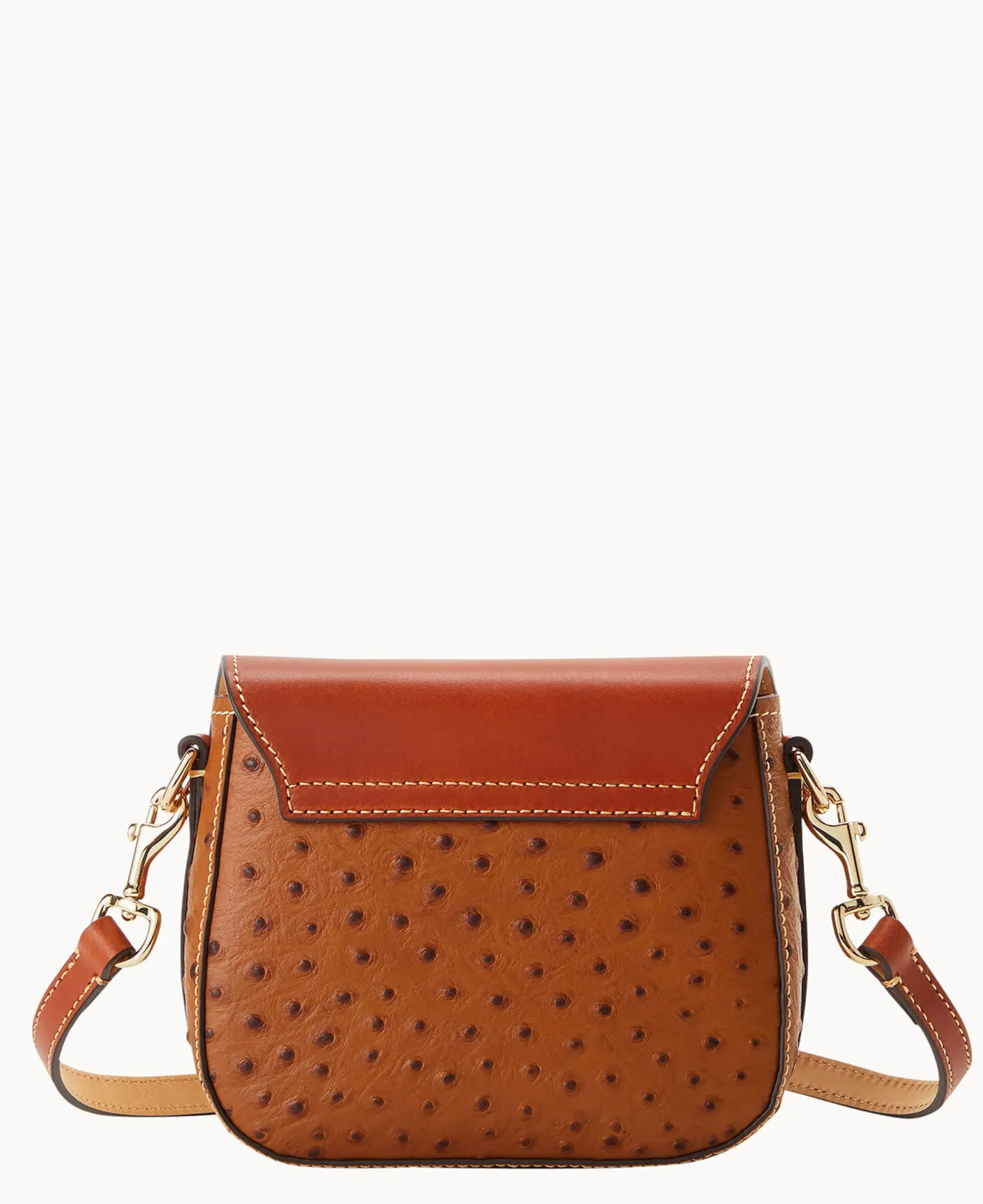 Dooney & Bourke The Ostrich Turnlock Collection|Exotic Leather<Ostrich Turnlock Flap Saddle Caramel